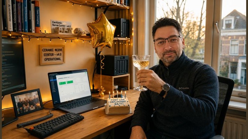 Celebratory photo marking a first production deployment