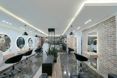 Salon interior with chairs and mirrors